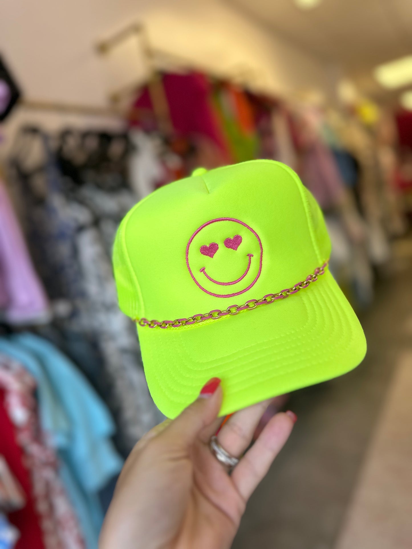 Yellow Smiley Trucker Hat