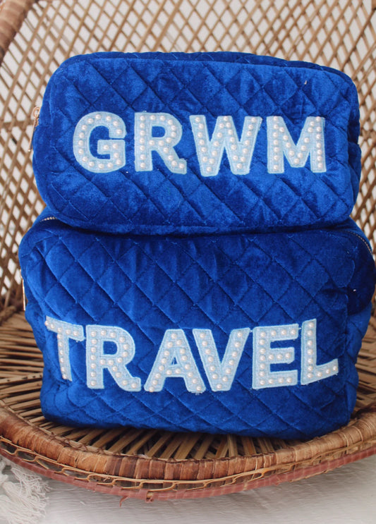 GRWM Blue Velvet Large Bag