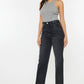 super-stretchy vintage-inspired High Waist Kan Can Jeans! With a zipper fly and 90s-inspired wide leg, black jean