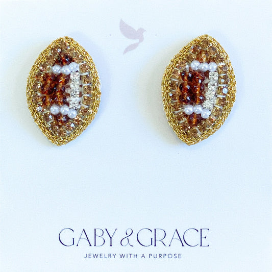 Game Day Brown Football Stud Earrings