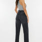 super-stretchy vintage-inspired High Waist Kan Can Jeans! With a zipper fly and 90s-inspired wide leg, modern black jean