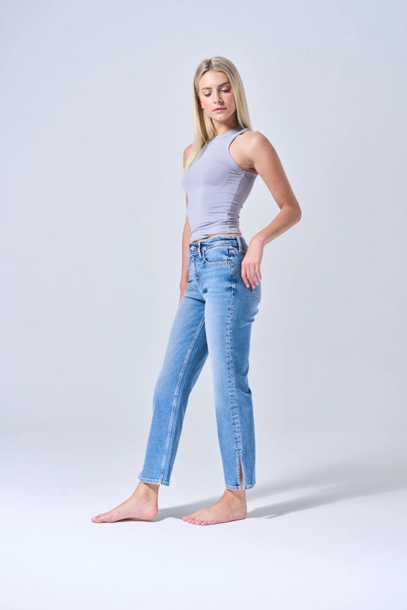 Elevate your style and comfort with My Impression Jeans! These medium light, straight leg jeans feature a comfortable mid-rise and stretch fabric for the perfect fit. With added side slits, you'll stand out from the crowd in both style and comfort. Upgrade your wardrobe today and make a statement with My Impression Jeans!