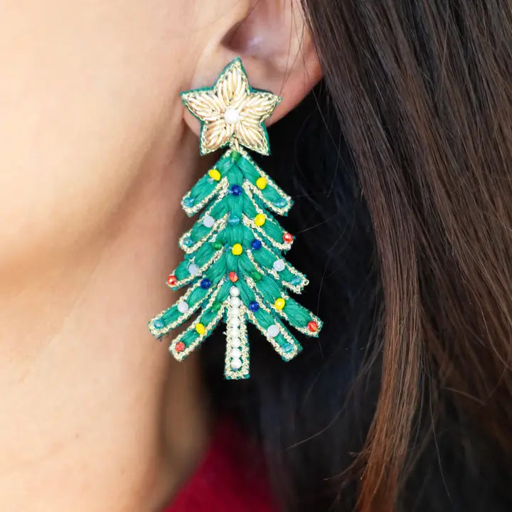 Christmas Tree Green Earrings