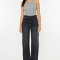 super-stretchy vintage-inspired High Waist Kan Can Jeans! With a zipper fly and 90s-inspired wide leg, modern black jean