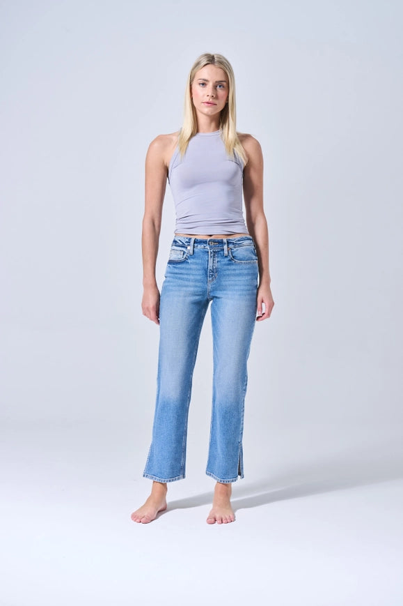 Elevate your style and comfort with My Impression Jeans! These medium light, straight leg jeans feature a comfortable mid-rise and stretch fabric for the perfect fit. With added side slits, you'll stand out from the crowd in both style and comfort. Upgrade your wardrobe today and make a statement with My Impression Jeans!