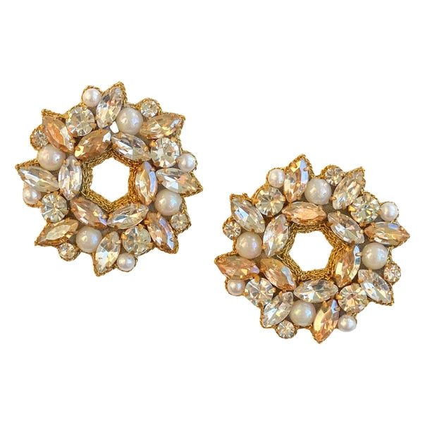 Christmas Gold Wreath Earrings