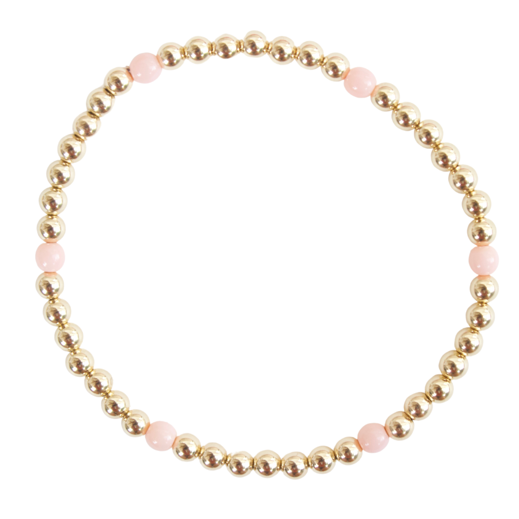 Lucky 7 Czech Beaded Opaque Light Pink Bracelet